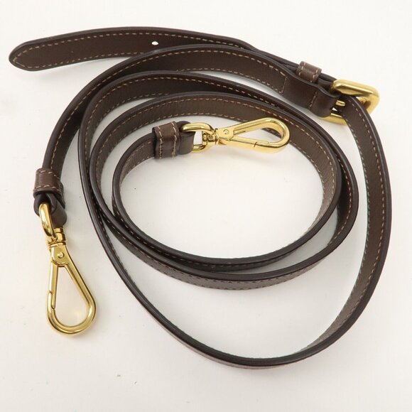 Authentic PRADA Logo Jacquard Leather 2Way Bag Hand Bag Beige - Picture 11 of 16